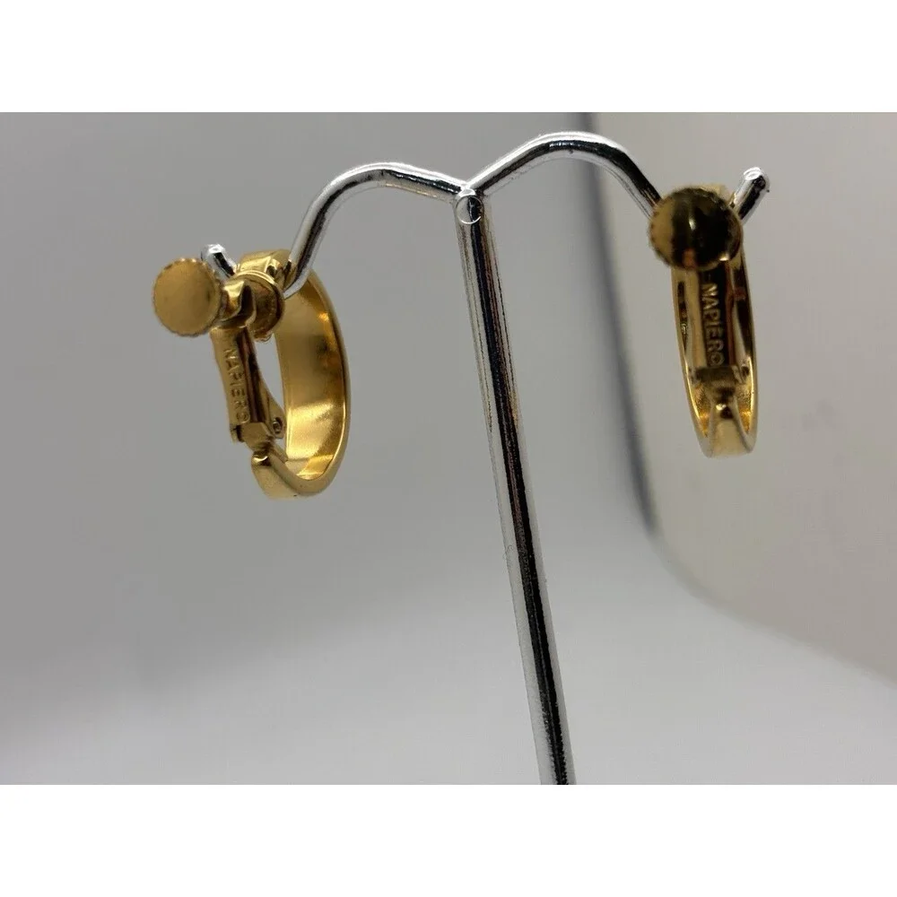 Napier Gold Hoop Screw Back Clip on Earrings VTG Classic